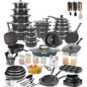 Anniversary Celebration while stocks last:Big Kitchen Cookware Set 166 Pcs with Non Stick Pots and Pans